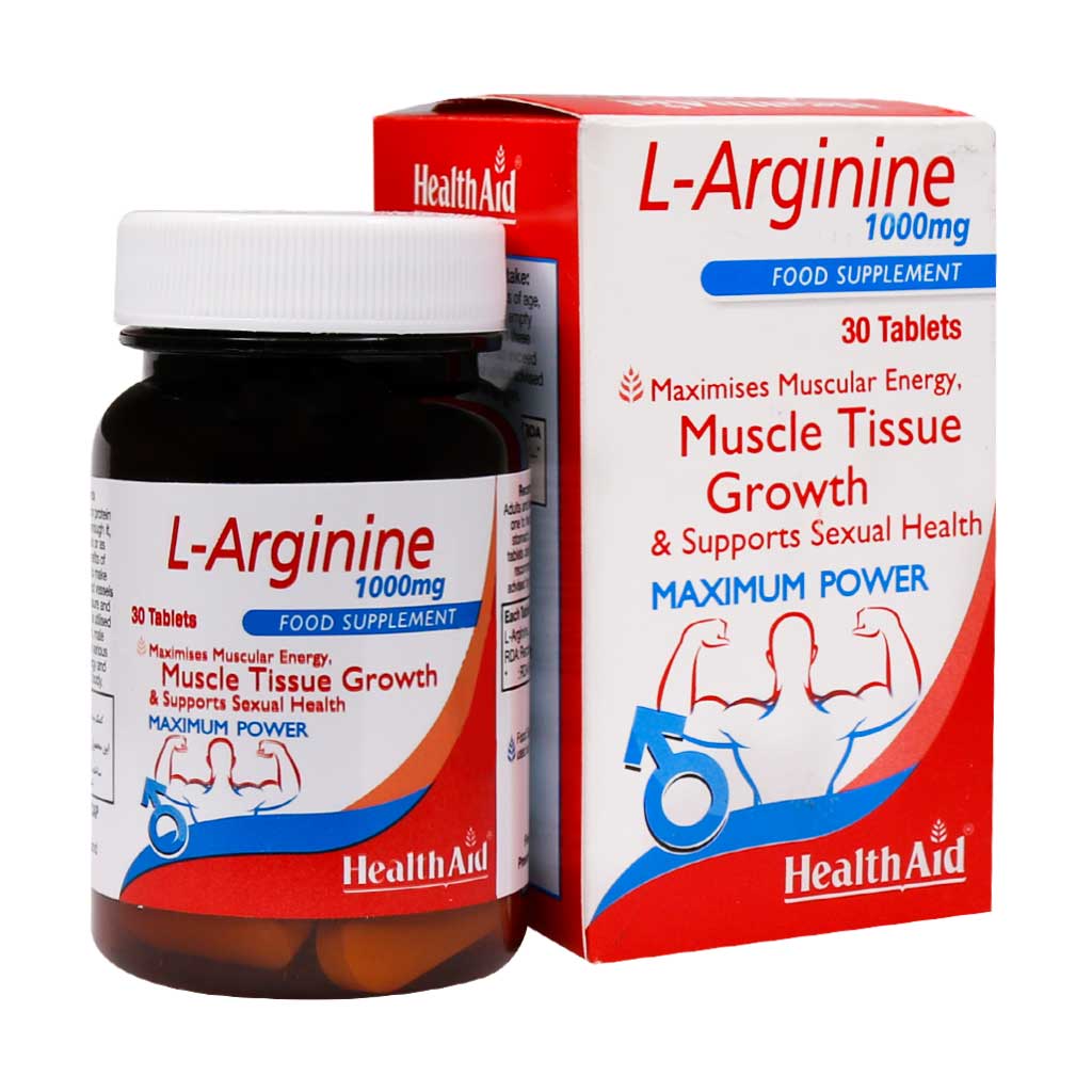 Health-Aid-L-Arginine-1000 قرص ال آرژنین 1000 هلث اید 30 عددی - Image 1