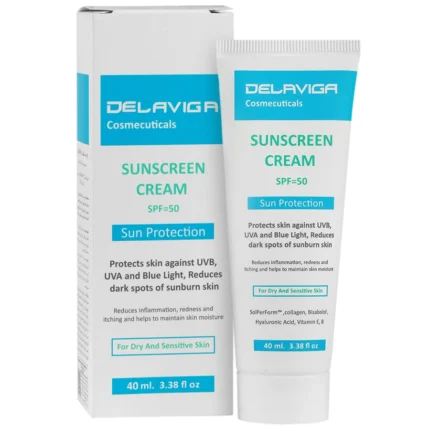 کرم ضد آفتاب SPF50 خشک و حساس دلاویگا