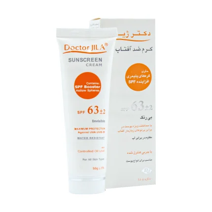 کرم ضد آفتاب فاقد چربی SPF63 مناسب انواع پوست بی رنگ دکتر ژیلا ۵۰ میل