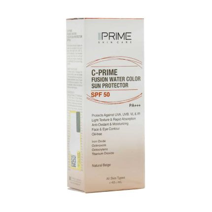 فلوئید ضد آفتاب SPF50 فیوژن واتر حاوی ویتامین C بژ طبیعی پرایم حجم 40 میل