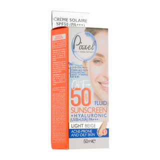 ضد آفتاب رنگی پیکسل با Spf50 مناسب پوست چرب و جوش دار حجم 50 میل