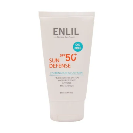 انليل کرم ضد آفتاب بي رنگ سان ديفنس SPF50 مناسب پوست چرب 50ميل
