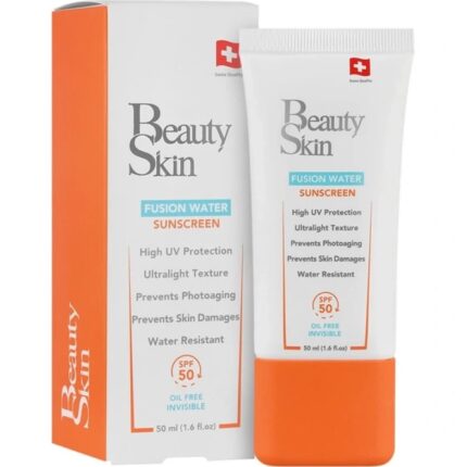 کرم ضد آفتاب بي رنگ فيوژن واتر فاقد چربي SPF50 بیوتی اسکین 50 ميل
