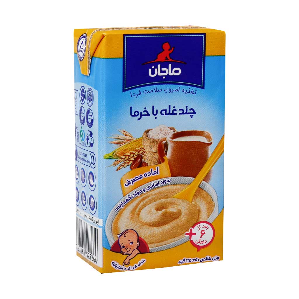 چند غله با خرما از پايان 6 ماهگي ماجان 135 گرم چند غله با خرما از پايان 6 ماهگي ماجان 135 گرم
