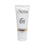 کرم ضدآفتاب spf50 مناسب پوست معمولي و چرب بي رنگ مدیسان 50ميل