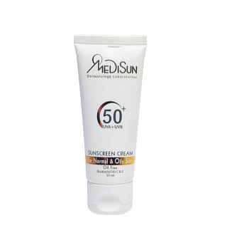 کرم ضدآفتاب spf50 مناسب پوست معمولي و چرب بي رنگ مدیسان 50ميل کرم ضدآفتاب spf50 مناسب پوست معمولي و چرب بي رنگ مدیسان 50ميل